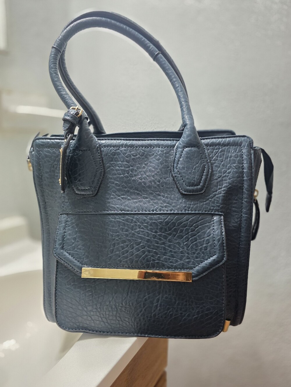 Women’s Greenish Blue Structured Satchel Handbag